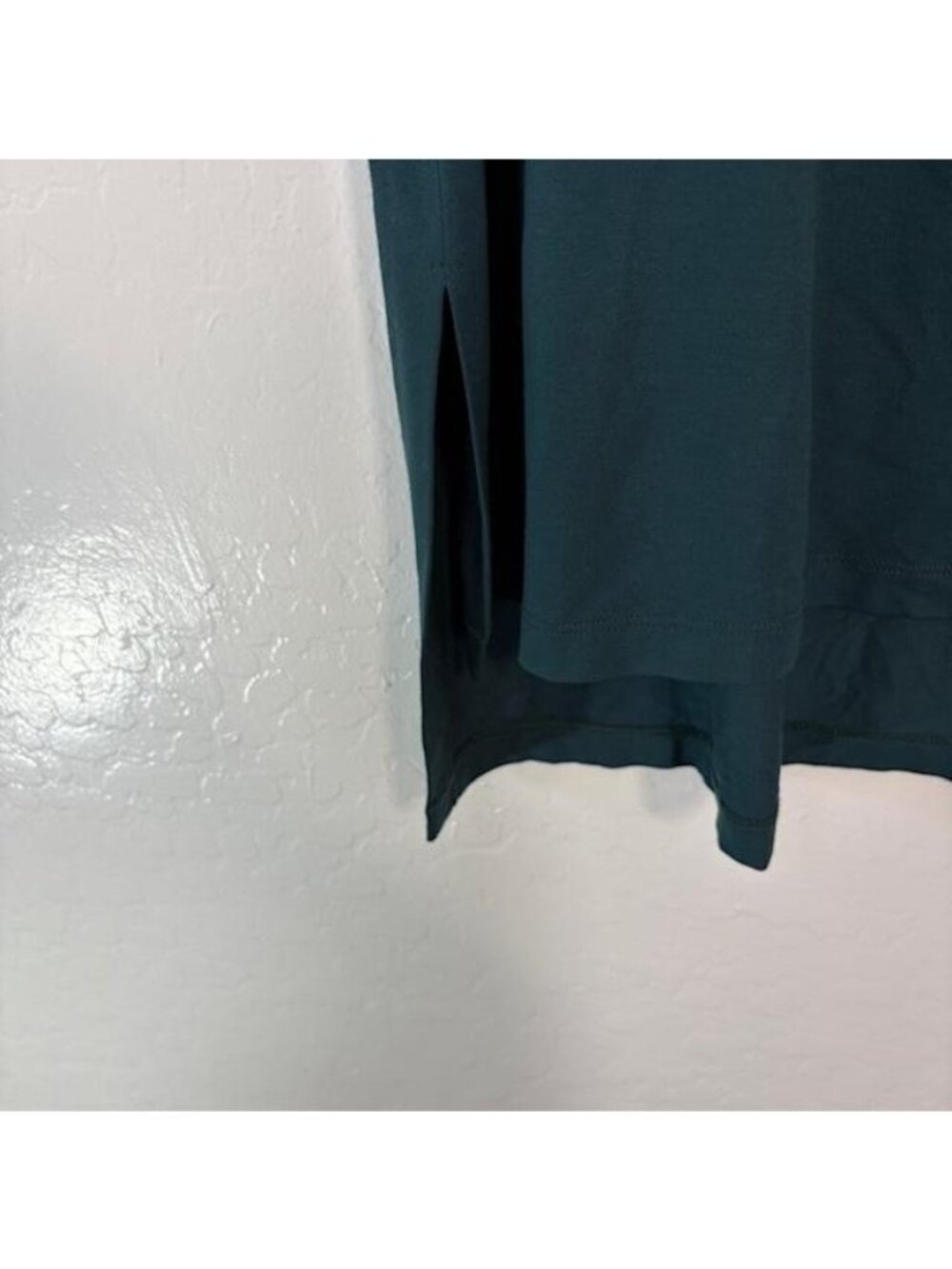 Eileen Fisher Tunic Top Womens Medium Green Stretch Viscose Spandex 3/4 Sleeve - Picture 4 of 8